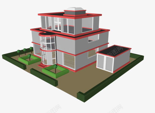 卡通别墅房屋建筑模型图标图标