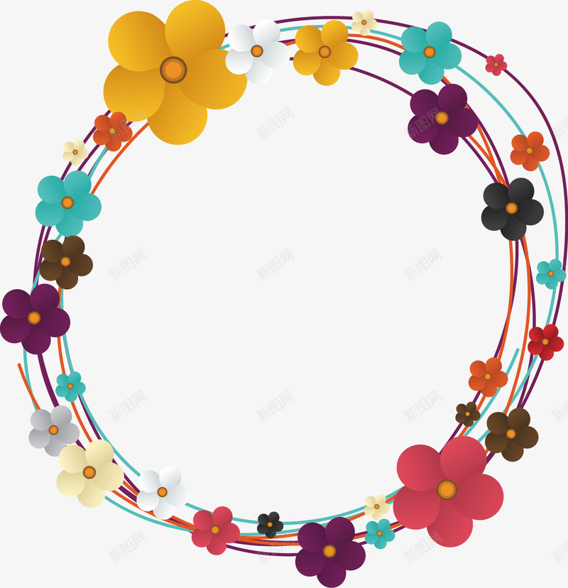 七彩颜色花png免抠素材_新图网 https://ixintu.com 彩色的花儿 花儿 花卉 花卉元素 花圆圈 鲜花