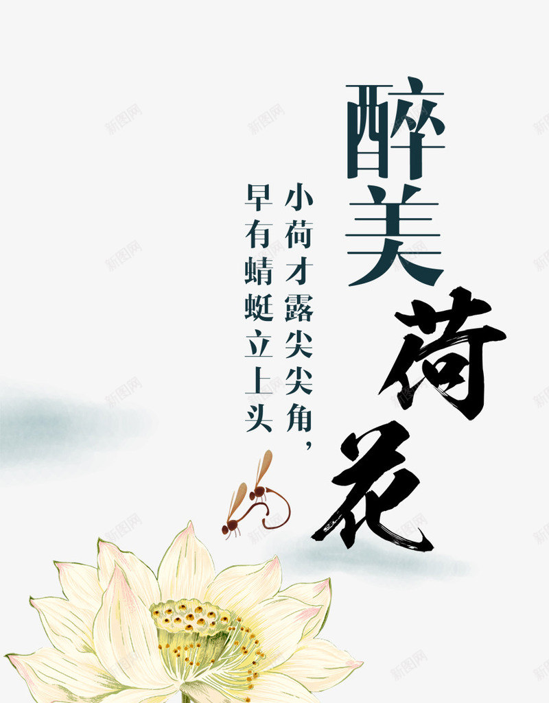 醉美荷花png免抠素材_新图网 https://ixintu.com 荷花 蜻蜓 诗句 醉美荷花