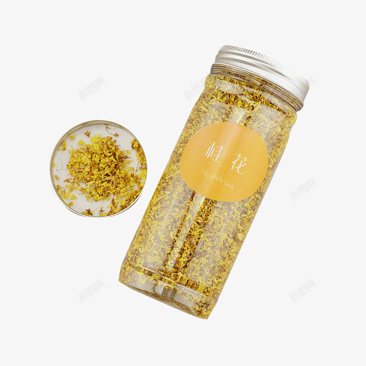 瓶装桂花茶干桂花png免抠素材_新图网 https://ixintu.com 健康花茶 桂花茶 桂花茶产品 清香桂花茶