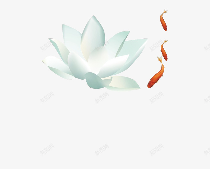 花朵鲤鱼psd免抠素材_新图网 https://ixintu.com 中国风鲤鱼鱼 游动的鲤鱼 红色的鱼 花朵 荷花