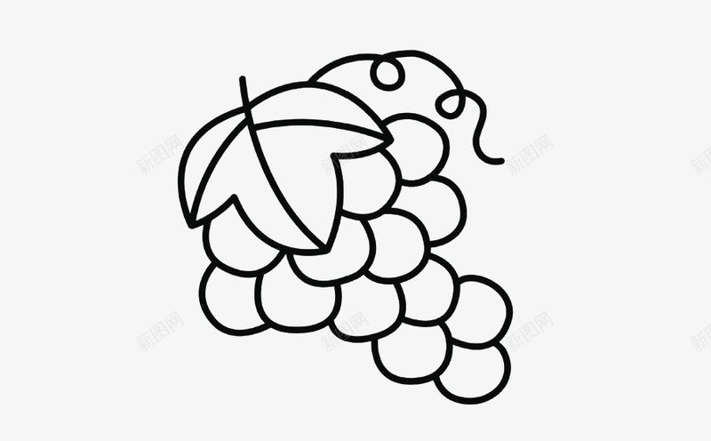 简单可爱葡萄简笔画图标png_新图网 https://ixintu.com 可爱 叶子 水果 简单 简笔画 葡萄 葡萄简笔画 随手 饱满 黑白