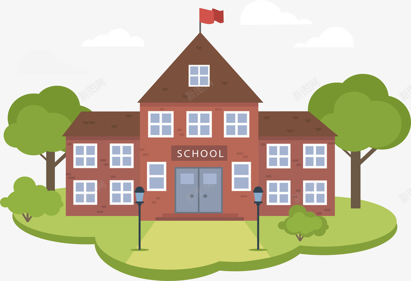 学校建筑模型png免抠素材_新图网 https://ixintu.com 学校 学校楼房 学校模型 教学楼 矢量png 红色教学楼