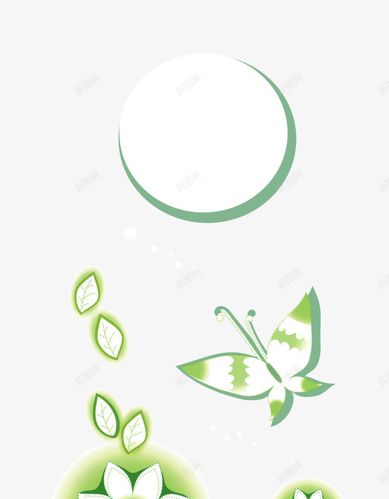 蝴蝶花束圆框矢量图eps免抠素材_新图网 https://ixintu.com 圆框 标题框 树叶 花朵 蝴蝶 矢量图