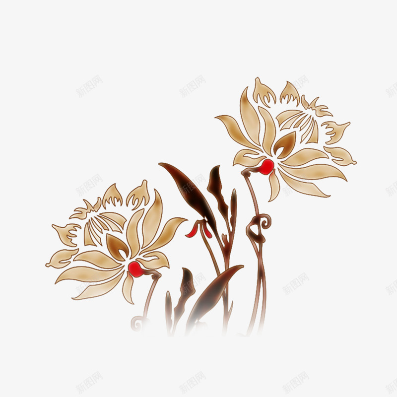 绘画荷花psd免抠素材_新图网 https://ixintu.com 绘画 荷花 莲花