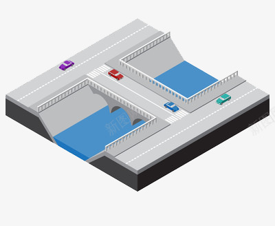 城市桥模型png免抠素材_新图网 https://ixintu.com 桥梁 模型 汽车 规划