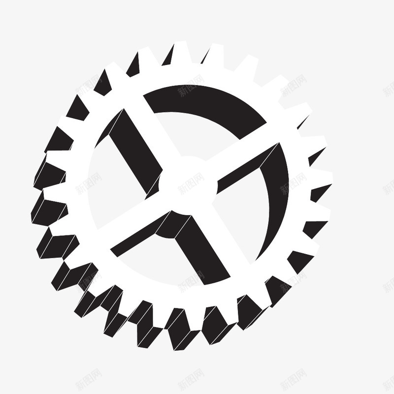 立体白色齿轮png免抠素材_新图网 https://ixintu.com 圆圈 白色 立体 锯齿圆 齿轮