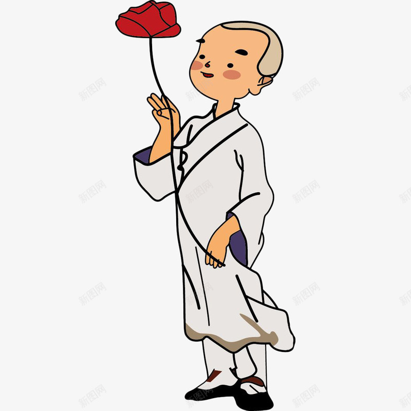 手绘一朵莲花和小和尚png免抠素材_新图网 https://ixintu.com 佛 卡通小和尚 小和尚 小沙弥 手绘和尚 手绘小和尚 插画 漫画 荷花 莲花