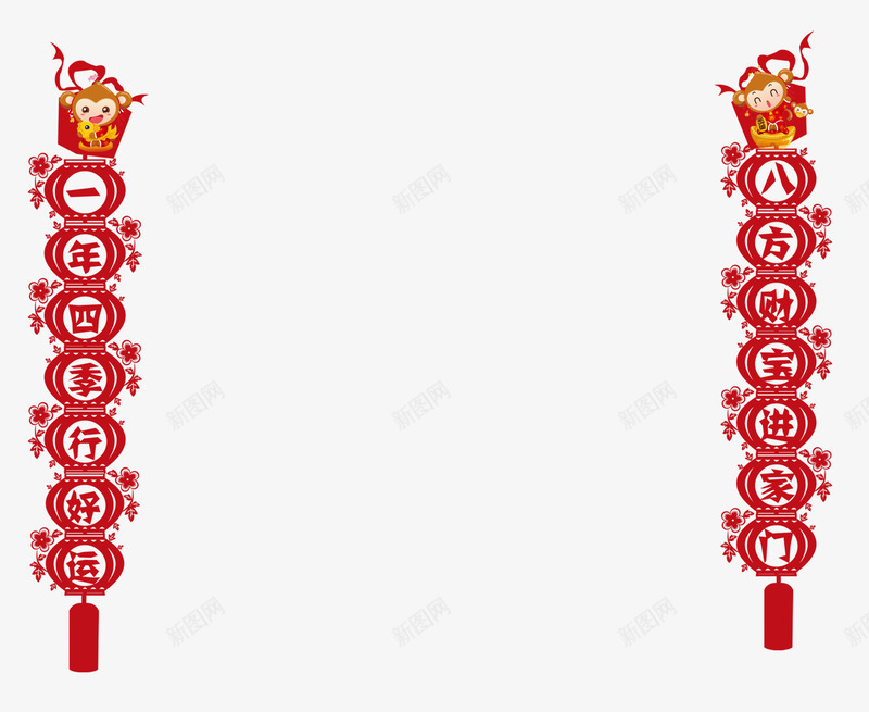 新年促销标签psd免抠素材_新图网 https://ixintu.com 剪纸灯笼标签 天猫淘宝新年标签 新年促销标签