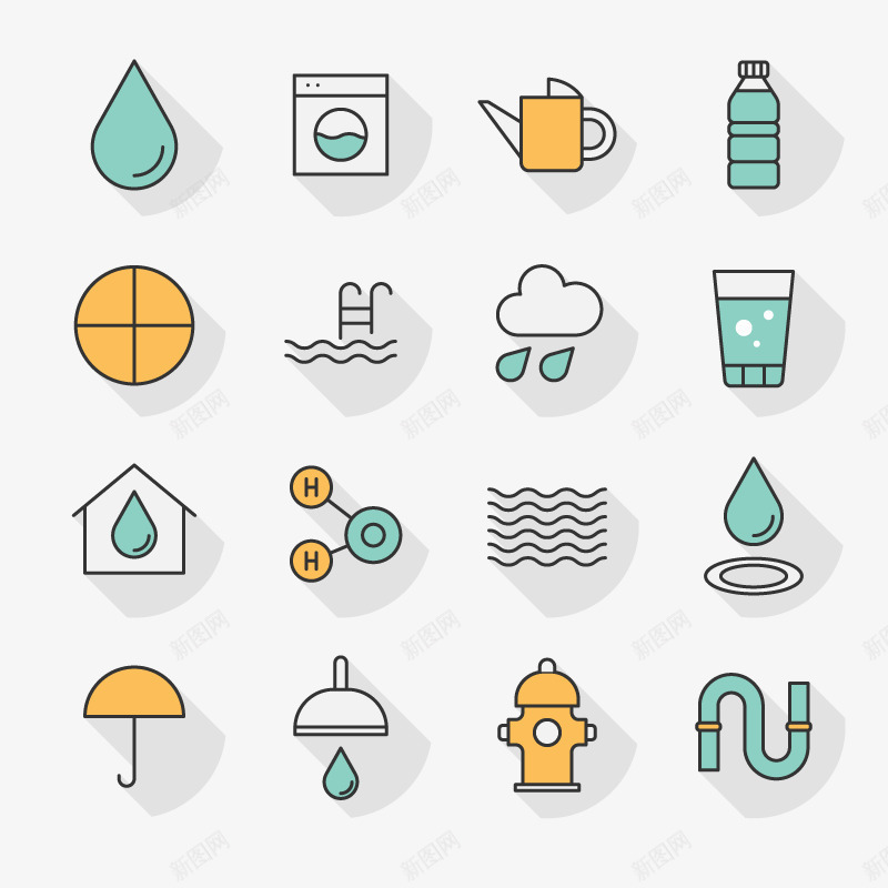 日常图标矢量图ai_新图网 https://ixintu.com 下雨 伞 洗衣机 高清 矢量图