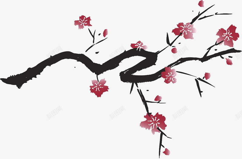 梅花手绘梅花春梅png免抠素材_新图网 https://ixintu.com 一剪梅 一枝梅花 春梅 梅开万里 梅花 节日边角梅
