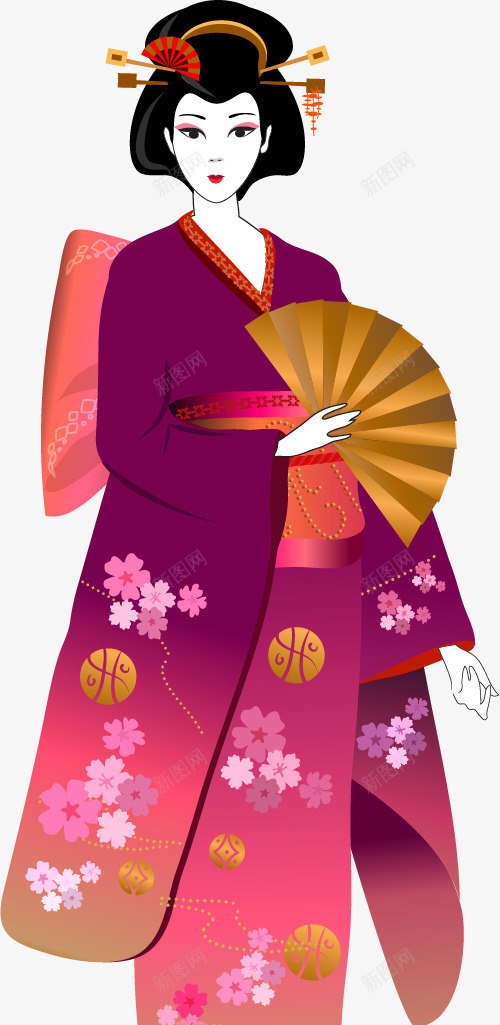 手绘日本女妓png免抠素材_新图网 https://ixintu.com 娱乐 手绘 日本女妓