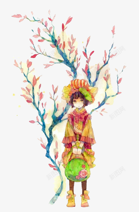 手绘日本女孩png免抠素材_新图网 https://ixintu.com 小清新 手绘 日系 清爽