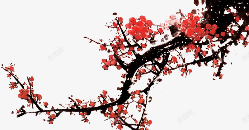 水墨梅花中国画风png免抠素材_新图网 https://ixintu.com 中国 梅花 水墨 画风