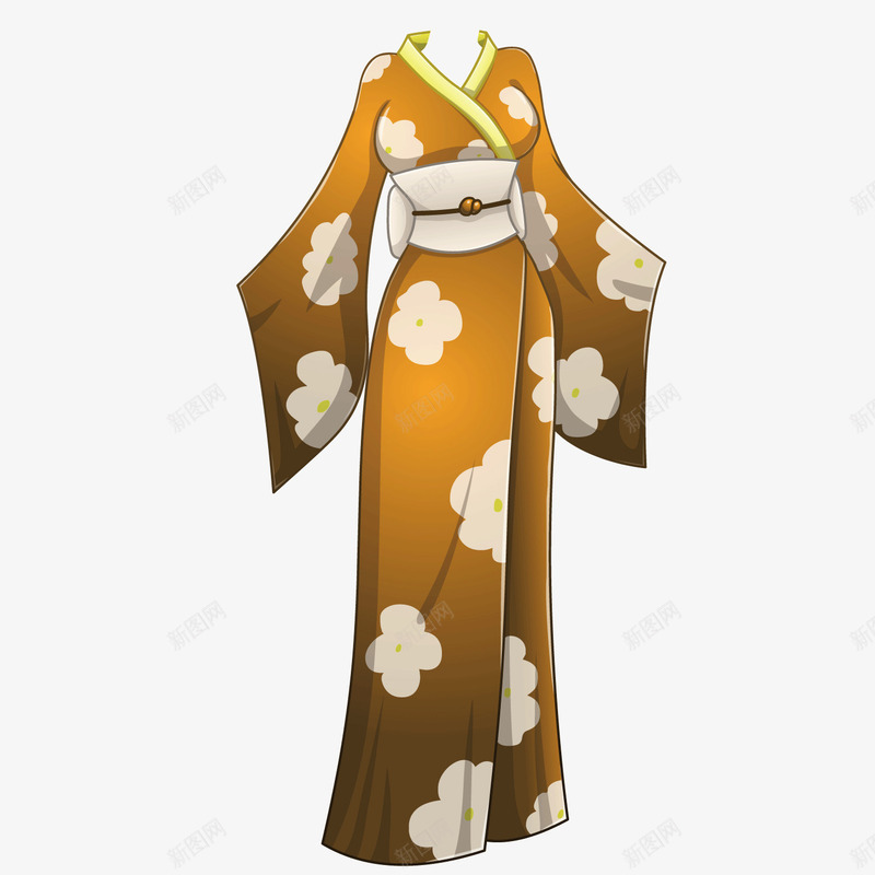 黄色质感日本和服png免抠素材_新图网 https://ixintu.com 和服 日本 质感 黄色