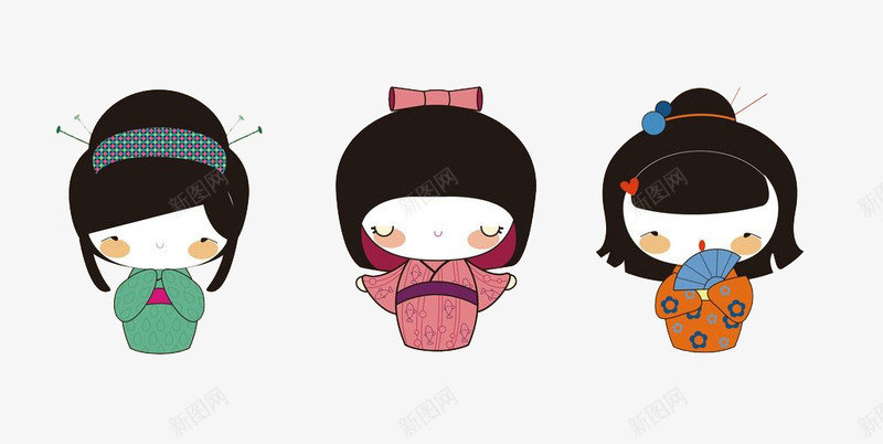 娃娃可爱和服png免抠素材_新图网 https://ixintu.com 可爱 和服 头发 娃娃 摩登女孩子 日本和服女 设计 黑色头发
