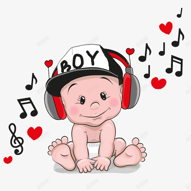 听音乐的宝宝png免抠素材_新图网 https://ixintu.com 婴儿 宝宝 小朋友音乐 耳机 音乐