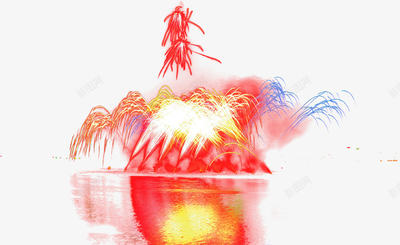 烟花倒影美景光效png免抠素材_新图网 https://ixintu.com 倒影 烟花 美景