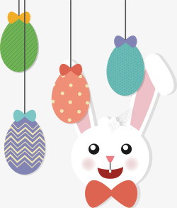 条纹彩蛋挂饰复活节兔子矢量图素材
