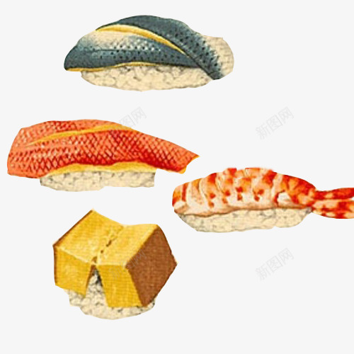 日本料理手绘画片png免抠素材_新图网 https://ixintu.com 寿司 手绘美食 日本料理 生鱼片寿司