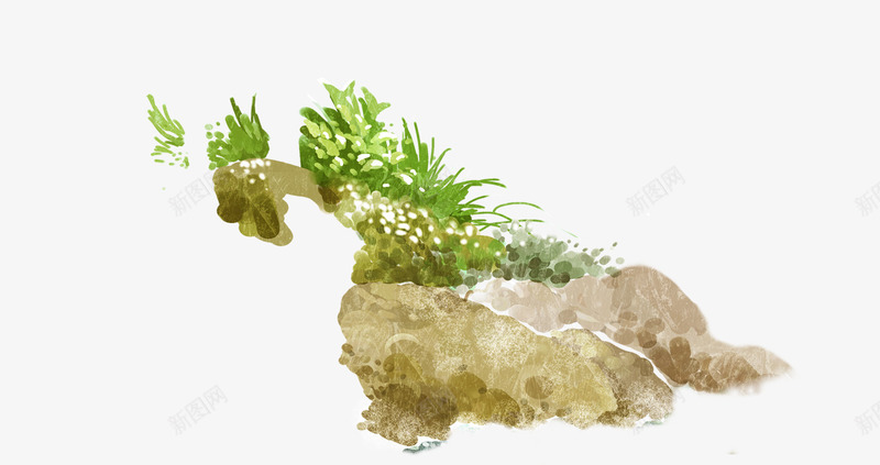地产元素png免抠素材_新图网 https://ixintu.com 水彩植物 水彩画 水彩石头