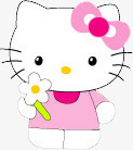 花与小猫png免抠素材_新图网 https://ixintu.com 动物 粉红 花朵