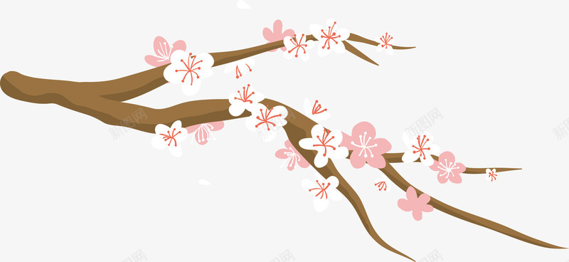 浅色梅花png免抠素材_新图网 https://ixintu.com 咏梅 梅花 梅花绽放 歌颂梅花 浅色 腊梅枝头