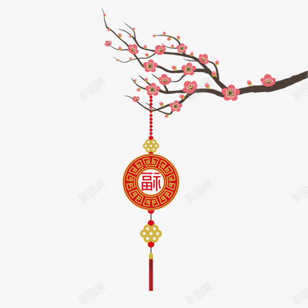 梅花树中国福png免抠素材_新图网 https://ixintu.com 中国结 梅花 梅花树 福字 过年福字