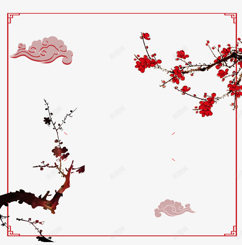 中国风教师节梅花边框psd免抠素材_新图网 https://ixintu.com 中国风 中国风教师节梅花边框设计 教师节 梅花 设计 边框