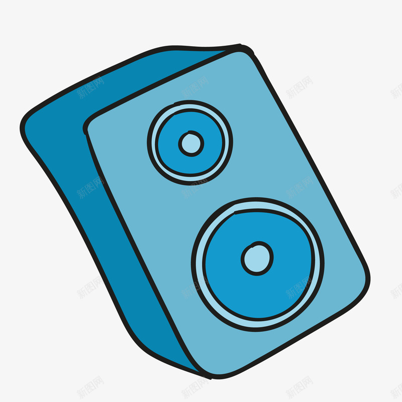 卡通蓝色的音箱矢量图ai免抠素材_新图网 https://ixintu.com 手绘 播放器 暂无视频ico 演出 矢量图 蓝色 表演 音乐 音箱