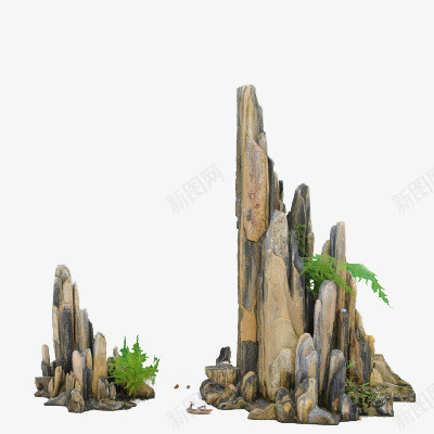 石山png免抠素材_新图网 https://ixintu.com 园林工艺 山 植物 石头山
