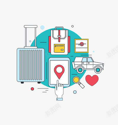 暑假出行计划图图标png_新图网 https://ixintu.com 定位 旅游 行李箱