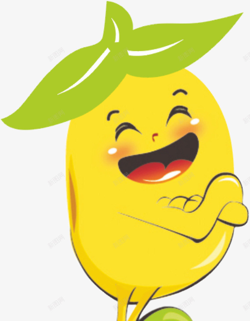 卡通黄豆png免抠素材_新图网 https://ixintu.com 卡通 憨笑 抽象 树叶 玩偶