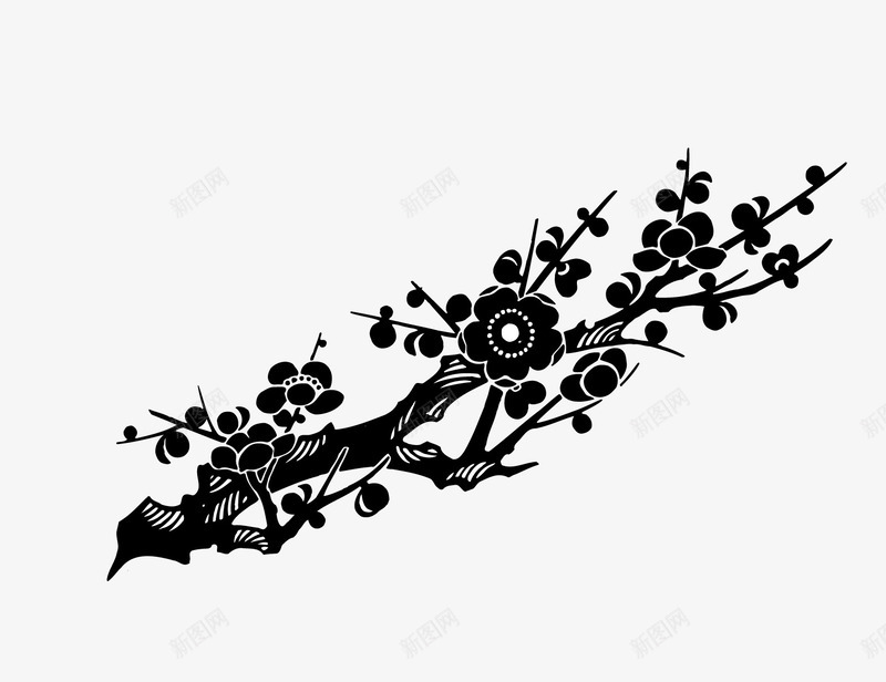 黑白水墨梅花画png免抠素材_新图网 https://ixintu.com 梅花 水墨 水墨梅花 画 黑白 黑白水墨