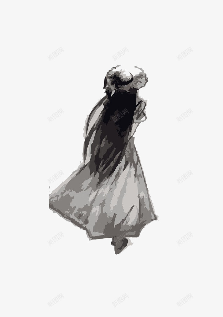 水墨风小女孩行走背影图案png免抠素材_新图网 https://ixintu.com 小女孩 水墨风 简约抽象 背影图 行走 行走背影 装饰图案