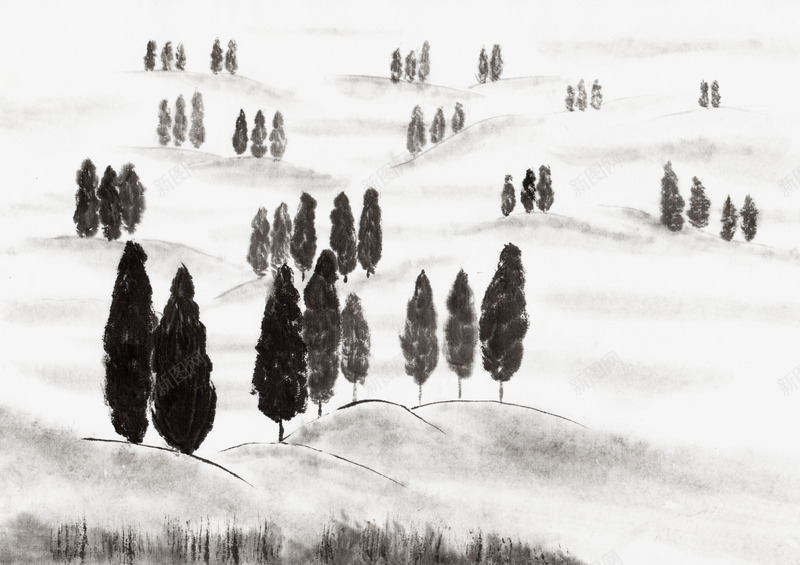 黑色水墨风景png免抠素材_新图网 https://ixintu.com 中国风 树 水墨 水墨画 水墨风景 石头 绿叶 装饰 风景 黑色