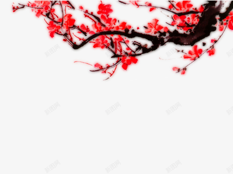 中国风梅花png免抠素材_新图网 https://ixintu.com 中国风 冬 国画 梅花 花