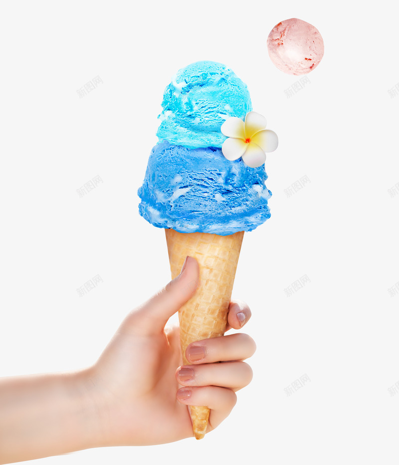夏季蓝色冰淇淋球png免抠素材_新图网 https://ixintu.com 冰淇淋球 冷饮 夏天 夏季 女士 手 甜点 甜筒 粉红色 蓝色