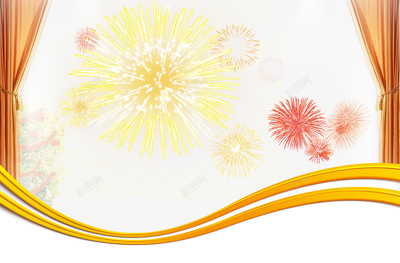 烟花春节元素png免抠素材_新图网 https://ixintu.com 帷幕 烟火 烟花春节元素 窗帘 线条 节日元素