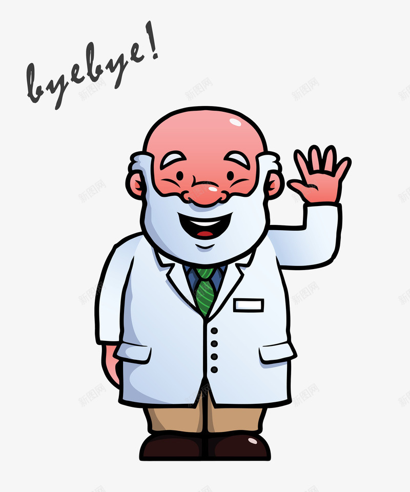 卡通人物挥手再见png免抠素材_新图网 https://ixintu.com byebye 再见 单词 卡通人物 卡通手绘 教育 文字 老爷爷 装饰