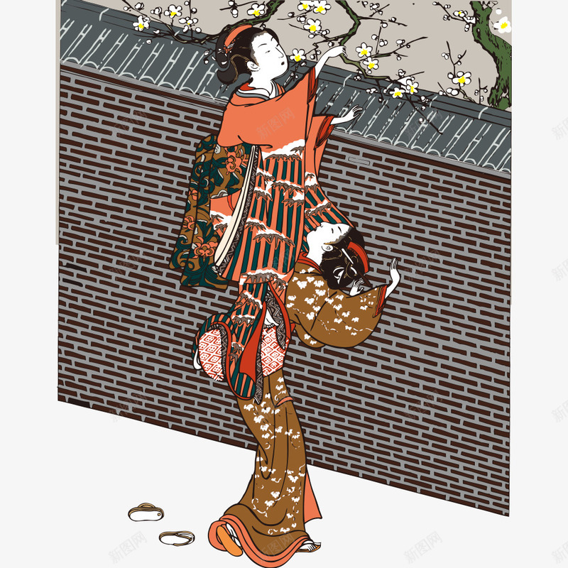 和服png免抠素材_新图网 https://ixintu.com 人物 偷花 卡通女孩 和服 和服女孩 日本文化 服装 服饰