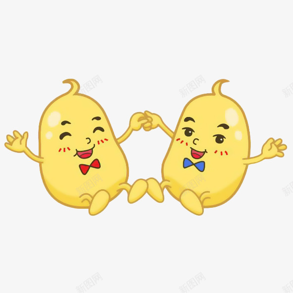两只卡通大黄豆png免抠素材_新图网 https://ixintu.com 卡通大豆 卡通形象 卡通蔬菜 卡通豆豆 卡通黄豆 大豆 广告设计 豆子 黄豆