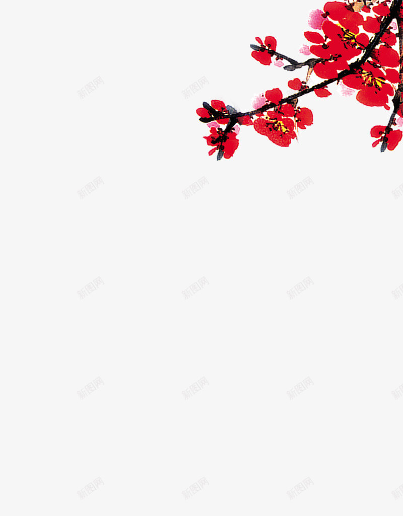 国画水墨梅花png免抠素材_新图网 https://ixintu.com 中国风 桃花 水墨 水墨画 红色