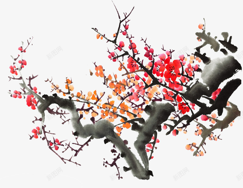 绘画梅花春节贺卡png免抠素材_新图网 https://ixintu.com 春节 梅花 绘画 贺卡