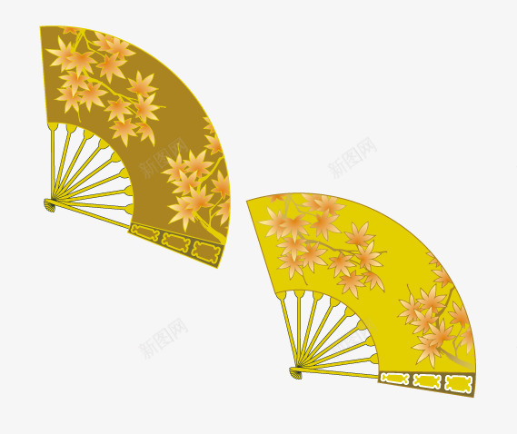 扇子png免抠素材_新图网 https://ixintu.com 复古扇子 梅花图案扇子 金色扇子