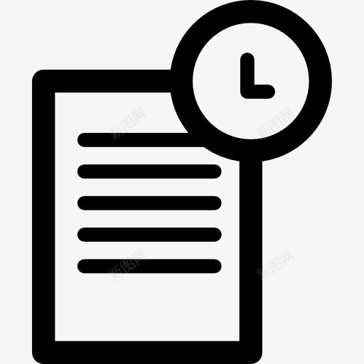 学习时间图标png_新图网 https://ixintu.com 教育 文件 文本行 时钟 档案 研究