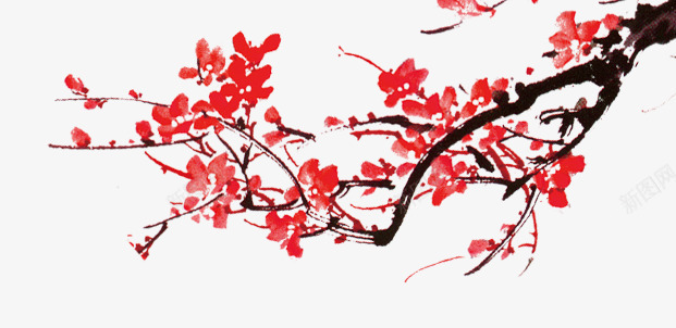 唯美意境红色梅花png免抠素材_新图网 https://ixintu.com 意境 梅花 红色