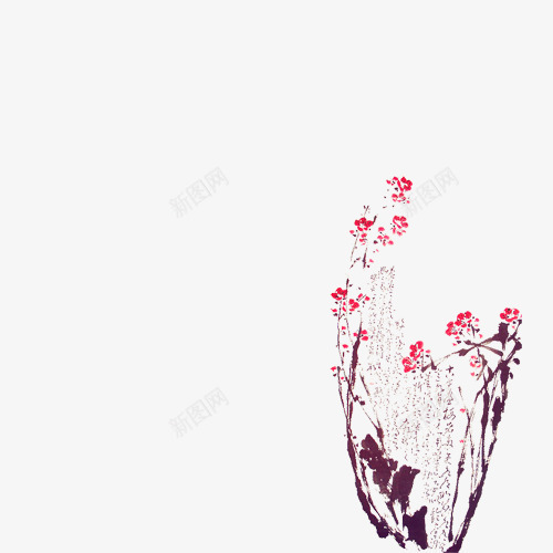 水墨中国画png免抠素材_新图网 https://ixintu.com 中国风 梅花 水墨画