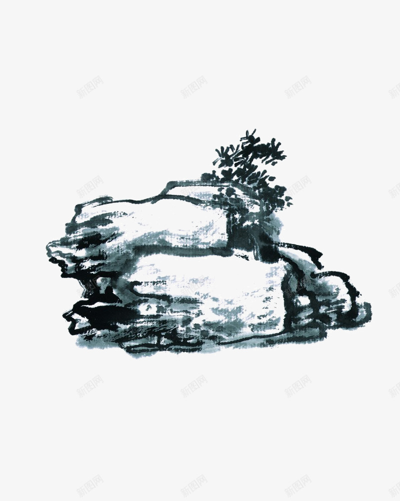 手绘的假山png免抠素材_新图网 https://ixintu.com png图形 png装饰 假山 手绘 植物 石头 装饰