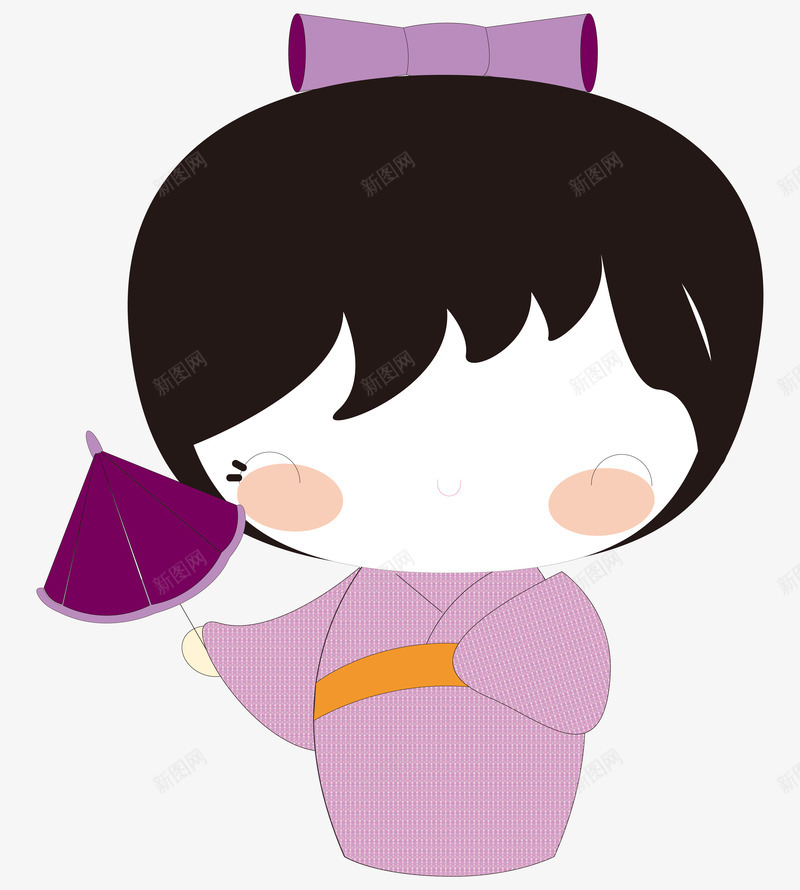 手绘卡通Q版日本女孩png免抠素材_新图网 https://ixintu.com Q版日本女孩 动漫 动画 卡通 扁平化 手绘 日本 日本古装 日本女孩 穿和服女孩